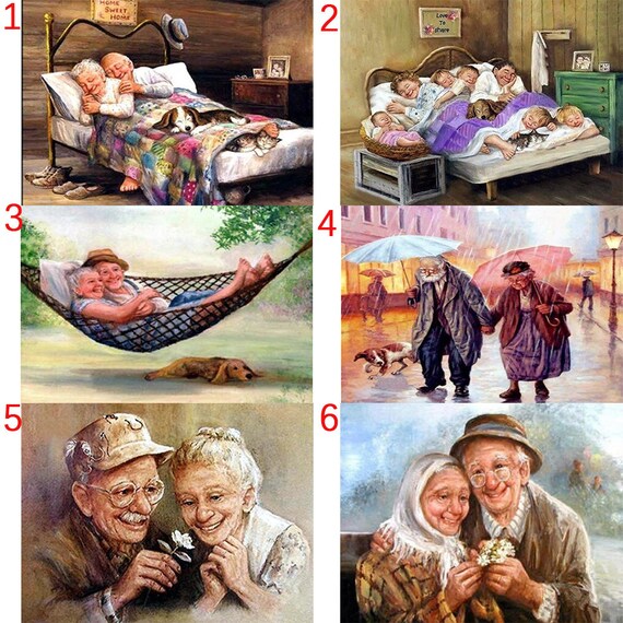 DIY 5D Full Drill Diamond Painting Embroidery Old Couple Cross Stitch Decoration 