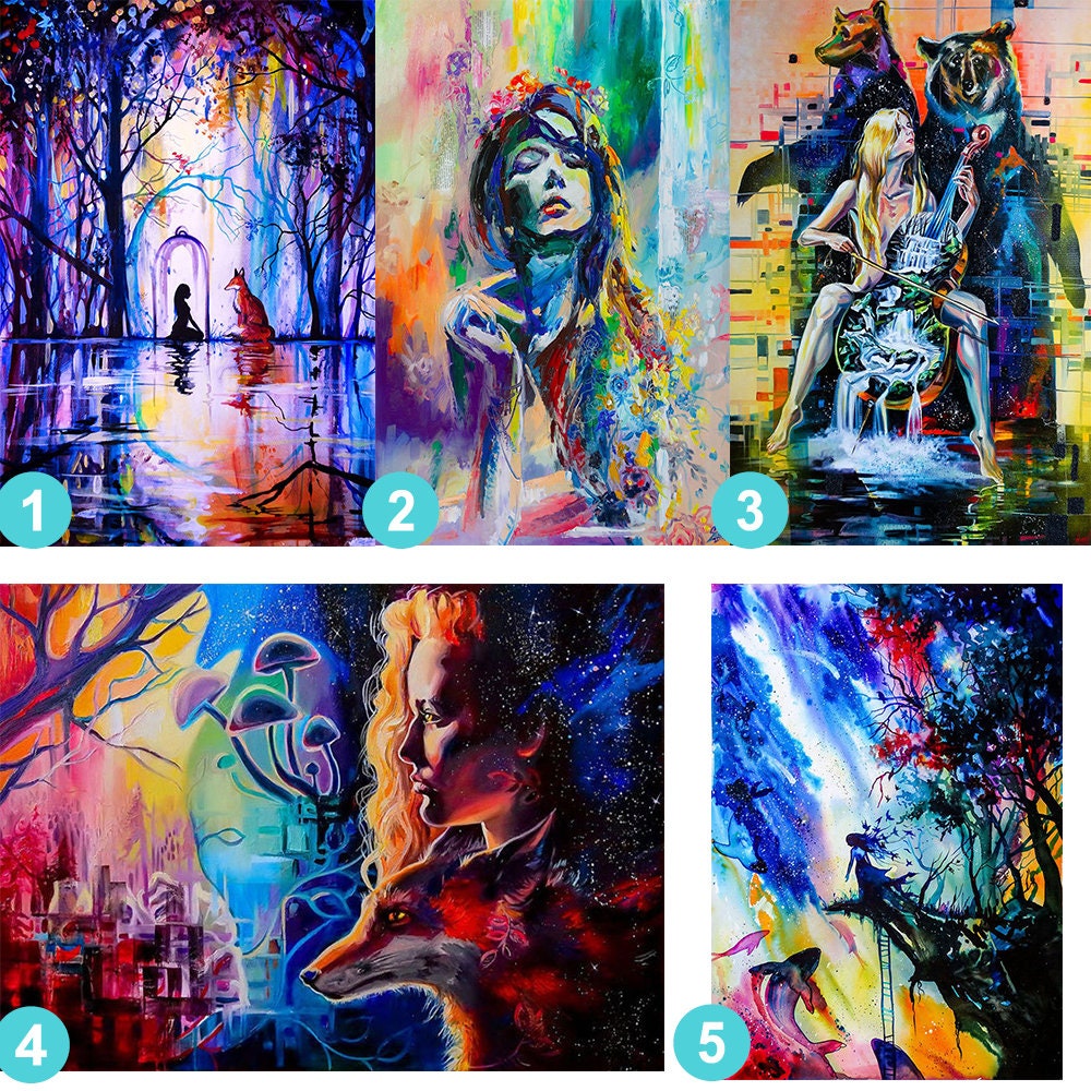 5D DIY Poured Glue Diamond Painting Kits Full Round With AB Etsy