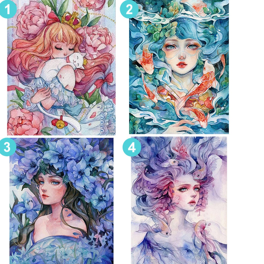 Poured Glue 5D Diy Diamond Painting Kits Cartoon Girl Portrait Etsy