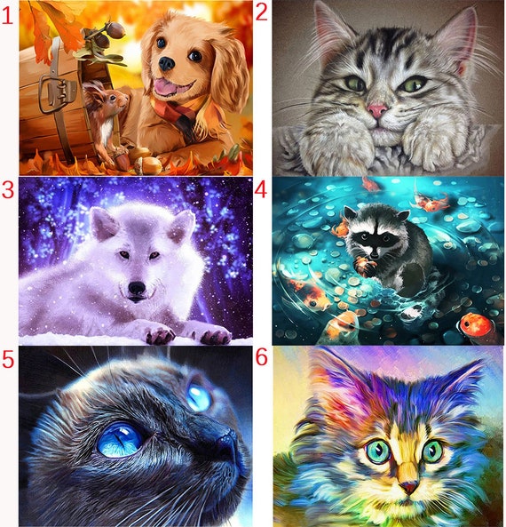 Cat Diamond Painting Kit For Adults 5d Diamond Art Kit Animal Rhinestone  Painting Gift For Home Wall Decoration