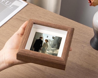 Resin Wood Picture Frame A4 4X4 6x8 Walnut Photo Frames,Rustic Hollow Picture Frame，Resin Wall Photo Frame,Wedding/Birthday/Christmas Gift