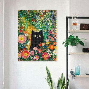 5D Diamond Painting Animal Cat Diamond Art Kit DIY Full Drill Cat Embroidery Mosaic Cross Stitch Art Picture Of Rhinestones Cat Lovers Gift