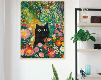 5D Diamond Painting Animal Cat Diamond Art Kit DIY Full Drill Cat Embroidery Mosaic Cross Stitch Art Picture Of Rhinestones Cat Lovers Gift