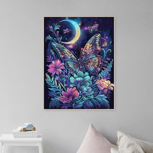 Full Drill Butterfly Diamond Painting Kits Butterfly DIY 5D Art Kits for Adults Diamond Dots Paintings Butterfly Cross Stitch Gem Art Gift