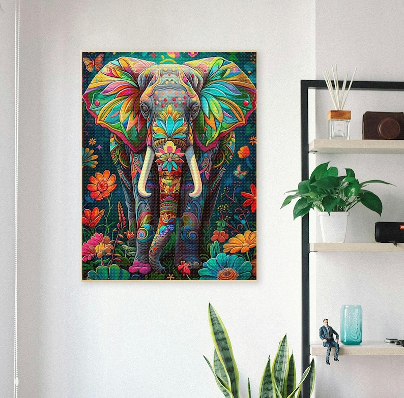 5D DIY Full Drill Square Round Elephant Diamond Painting Kits for Adult ...