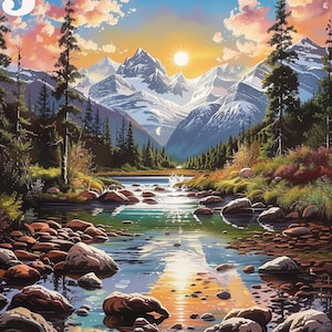 Mountain Forest Landscape Diamond Art For Dad Birthday Gift Personalised Full Drill 5D Diamond Painting Kits,Home Decor,Hosewarming Gift