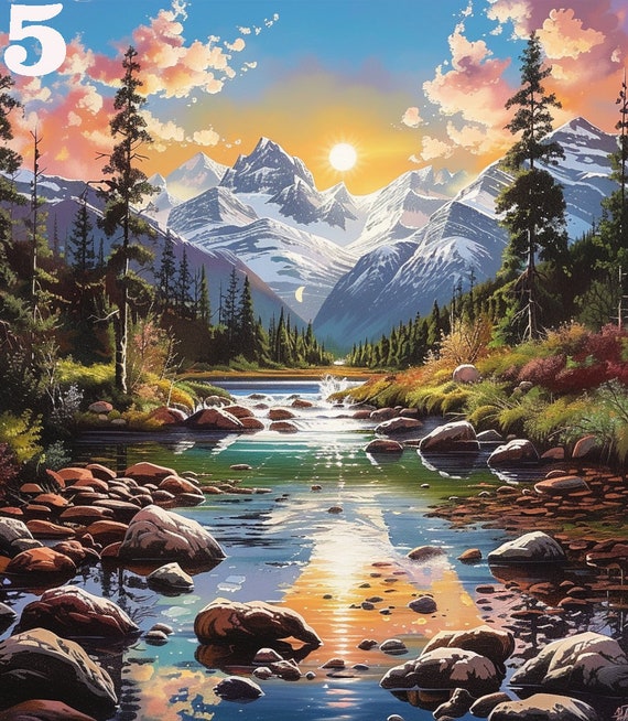 Mountain Forest Landscape Diamond Art for Dad Birthday Gift