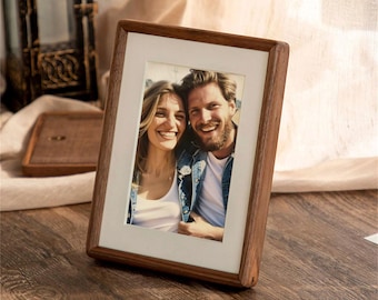 Massief houten fotolijst rustiek walnoot fotolijstjes, houten lijst holz lijst, jubileum bruiloft paar cadeau kerstcadeau