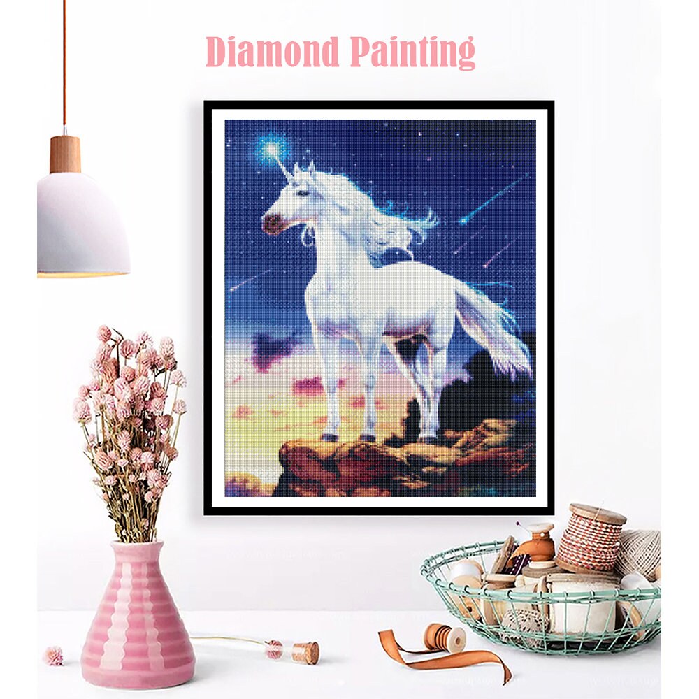 5D Diy Diamond Painting Unicorn full Round with AB Diamond Etsy