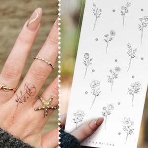 temporäre Tattoos kleine Geburtsblumen Sträußchen für das ganze Jahr