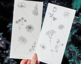 temporäre Tattoos 12 Geburtsblumen Set Januar–Dezember