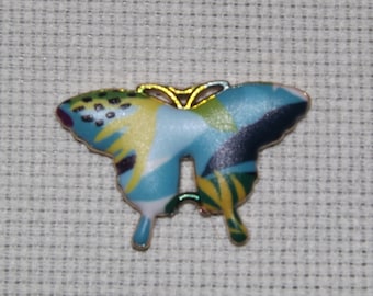 Needle Minder - Small Yellow, Black, Blue Golden Metal Butterfly