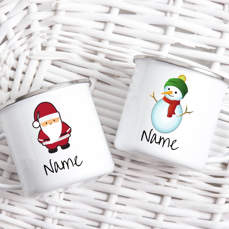 Santa snowman christmas Kids enamel mug modern hot chocolate Etsy