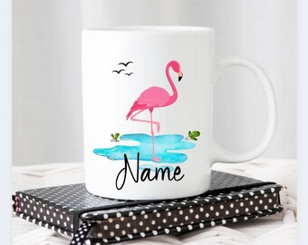 FLAMINGO COLOUR YOUR OWN MUG Kids Girls Drinking Cup Birthday Santa Gift Box