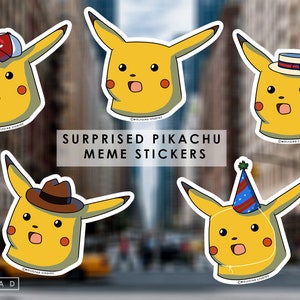Surprised Pikachu MEME-stickercollectie -- Handgemaakte meme-vinylstickers -- Waterflesstickers -- Laptop-, telefoonstickers
