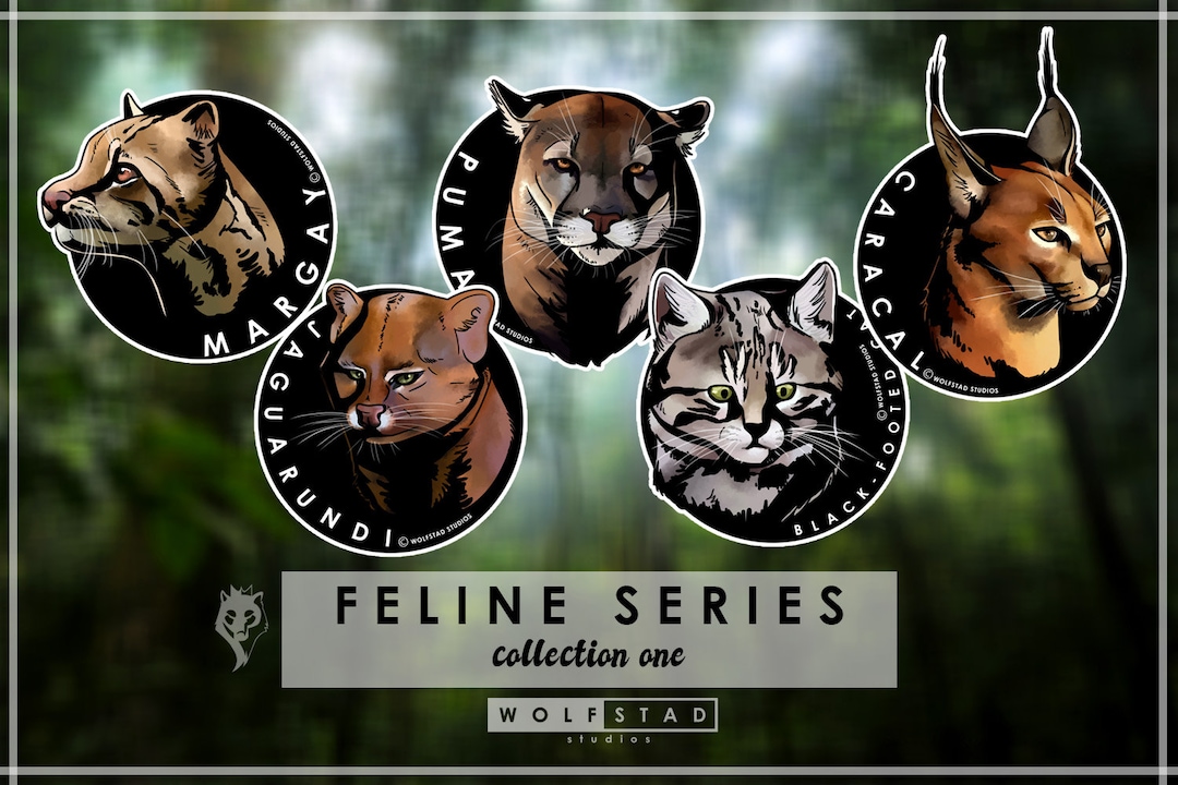 FELINE Vinyl Sticker Collection - Handmade Wild Cat Decals - Etsy