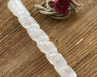 Selenite Spiral Wand/Massage Wand/Crystal Wand/Reiki