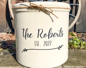 Personalized 2 Gallon Stoneware Crock: USA Made Couples Gift