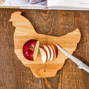 Chicken Shaped Cutting Board, Crazy Chicken Lady Gift, Farm Cutting Board, Chicken Lady Gift, Gift for Chicken lover, Chicken Birthday Gift image 1