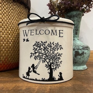 Mother&#39;s Day Gift for Girl Mom, Personalized Crock, Customized Stoneware, Family Gift, 2 Gallon Crock, Last Name Gift, Family Tree Decor