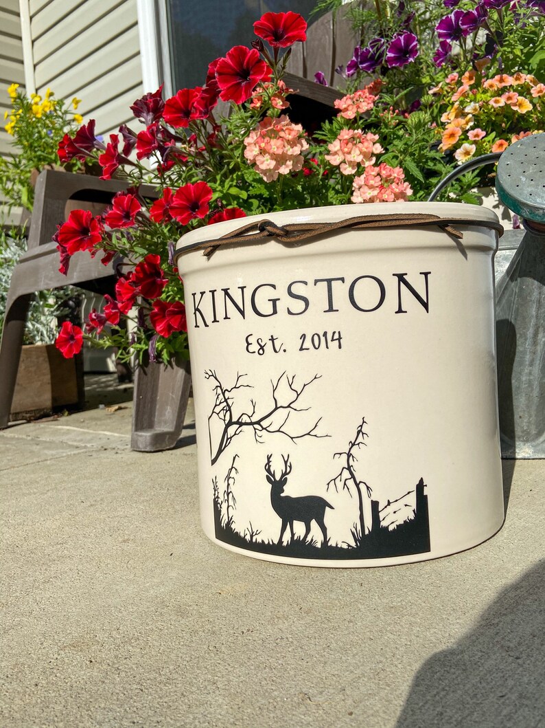 Hunting Cabin Decor Personalized Stoneware Stoneware Crock Etsy