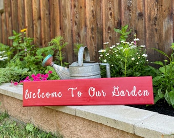 Wood Outdoor Garden Sign, Personalized Outdoor Decor, Welcome to our Garden Sign, Large Farmhouse Garden Sign