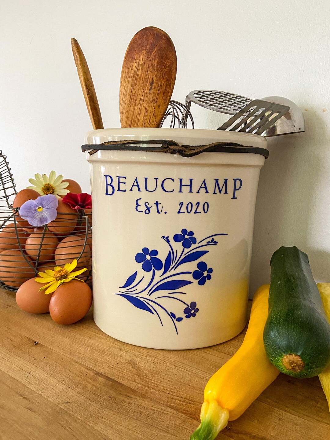 Large Utensil Crock, Kitchen Utensil Holder, 1 Gallon Crock