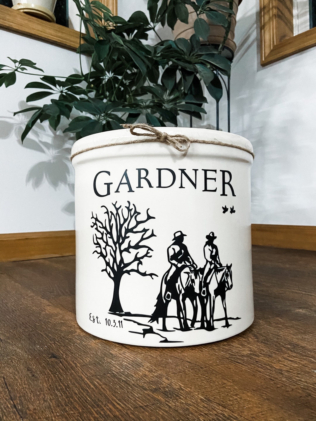 Horse Couples Gift, Personalized Stoneware, 2 Gallon Crock, Horse Decor