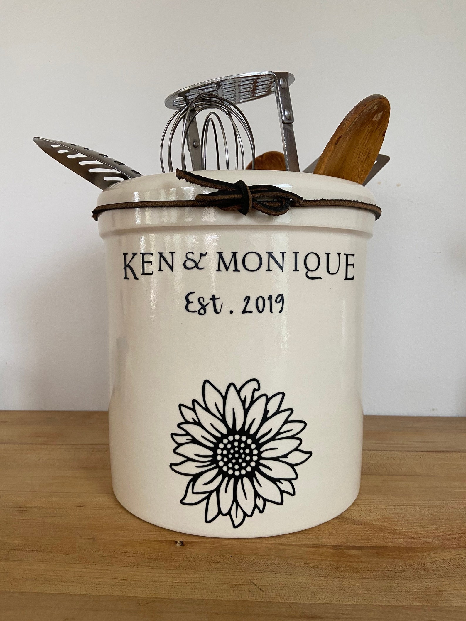 Personalized Kitchen Utensil Holder 1 Gallon Crock Etsy