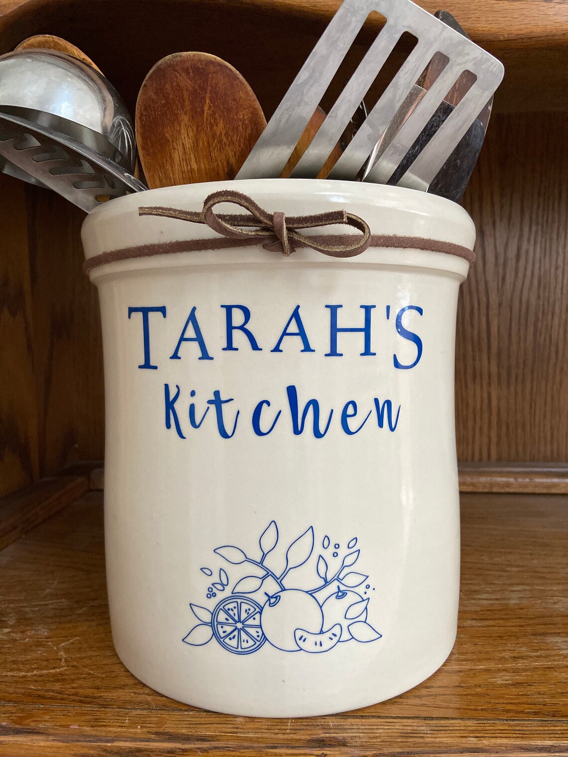 Personalized Kitchen Utensil Holder 1 Gallon Crock Etsy