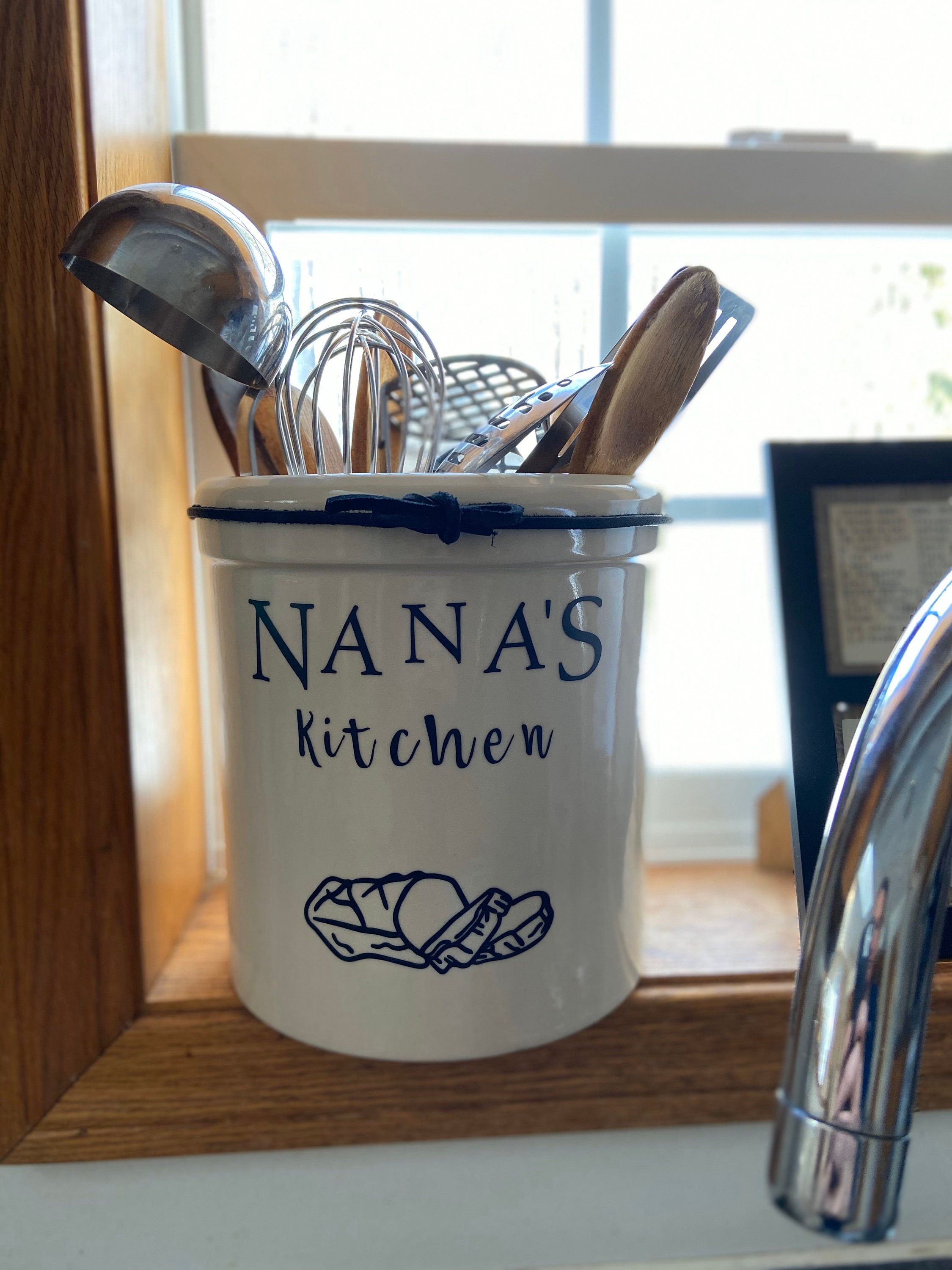 Personalized Kitchen Utensil Holder Customized Crock Spoon Etsy