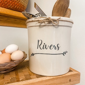 Large Kitchen Utensil Holder, Personalized Kitchen Gift, Wedding Gift for Couple, New Kitchen Gift, Large Ceramic Utensil Holder