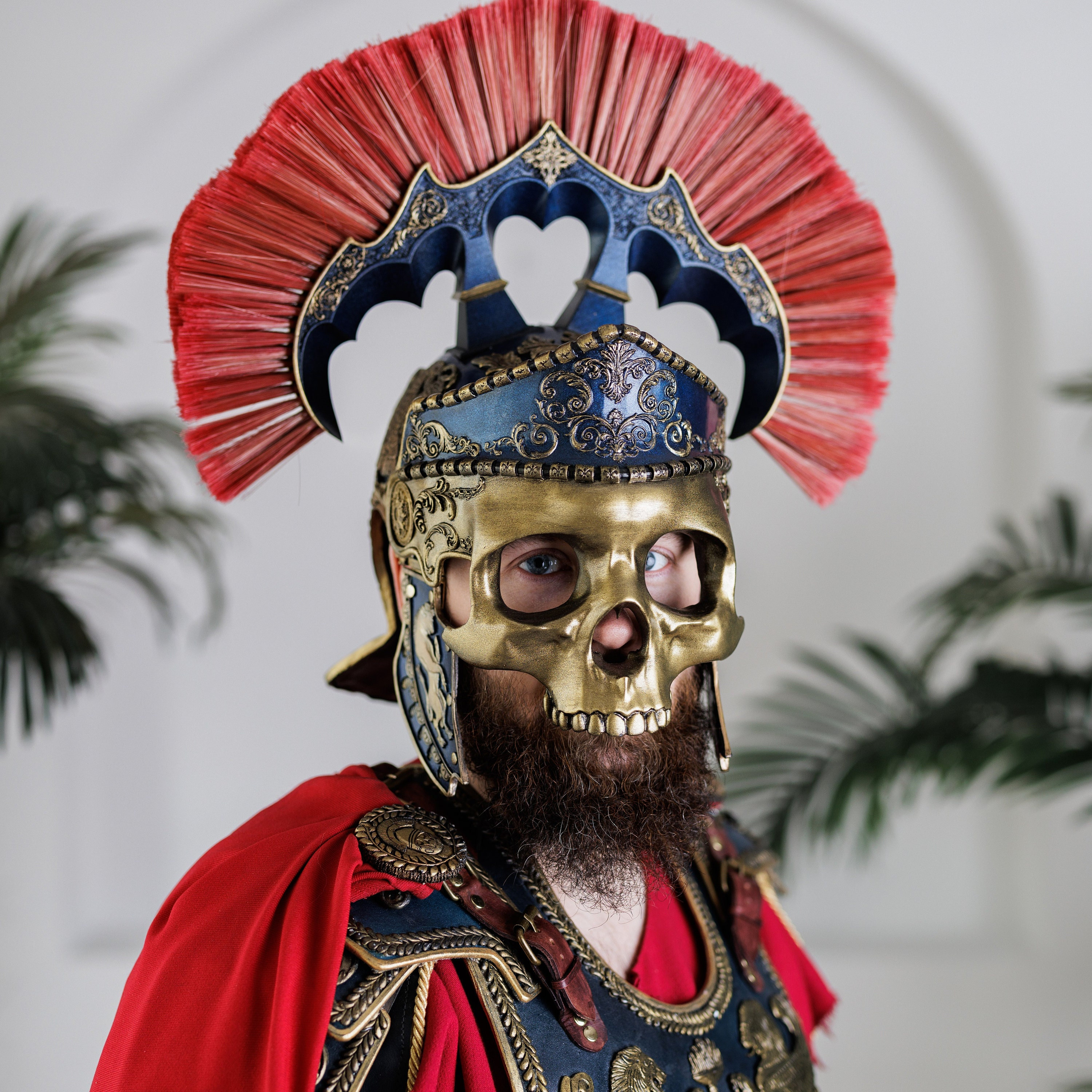 Casco de centurión romano armadura con pluma roja, disfraz de soldado  medieval, casco griego espartano corintio, caballero rústico, cosplay,  juego de