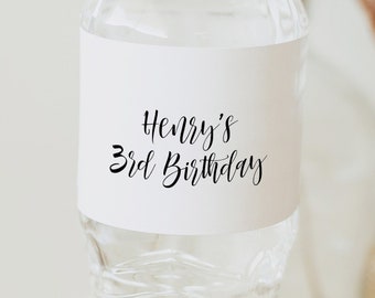 Editable Simple Water Bottle Label, Water Labels Printable 1st Birthday Template, One Instant Download Party Label Digital Download DIY Z45