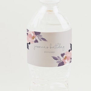 Water Bottle Labels Template, Party Bottle Wraps Instant Download, Editable Floral Party Decor, Girls Birthday Template, Blush Pink DIY Z14