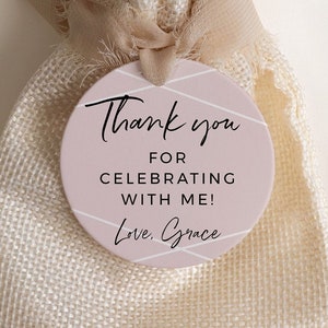 Editable Favor Tag Blush Pink Gift Tags Pink Thank You Tags Pastel Pink Girl Party Decorations Instant Download Printable Template DIY Z79