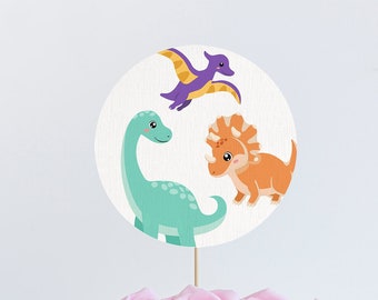 Dinosaurier Cake Toppers Printable, SOFORTIGER DOWNLOAD Dinosaurier Geburtstagsparty Herzstück Baby Shower Dekorationen bearbeitbar Dino Boys Party Z306