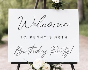 Welcome Sign Editable Template, Printable Instant Download Modern Minimalist Script Party Poster Birthday Wedding Baby Bridal Shower Z125