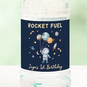 Editable Outer Space Water Bottle Labels Astronaut Party Decor Space Birthday Rocket Fuel Label Printable Planets Galaxy Template Z292