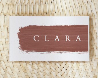 Editable Wedding Place Card Template, Modern Terracotta Brush Stroke Boho Bohemian Earthy Rustic Instant Download Printable Minimalist WED23