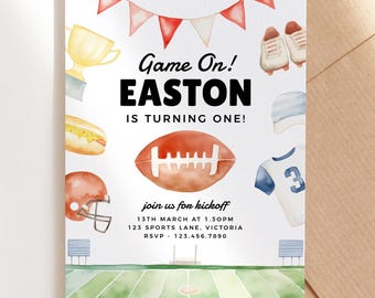 Invitación de cumpleaños de fútbol, plantilla editable, descarga instantánea, imprimible, bricolaje, fiesta de fútbol para niños, pelota deportiva, invitación H6