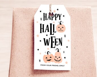 Editable Happy Halloween Tag Printable Halloween Favor Tags Halloween Treat Tags Halloween Treats Bags Edit with Templett Halloween