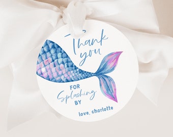 Mermaid Tail Favor Tags Under the Sea Favor Tags Mermaid Party Printables Mermaid Party Tags Instant Download Editable Mermaid Party Z290