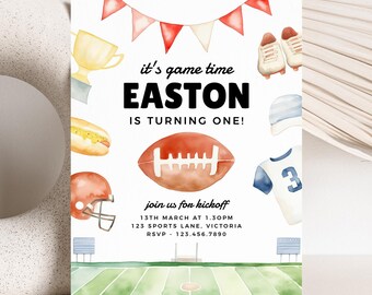 Invitación de cumpleaños de fútbol, plantilla editable, descarga instantánea, imprimible, bricolaje, fiesta de fútbol para niños, pelota deportiva, invitación H6