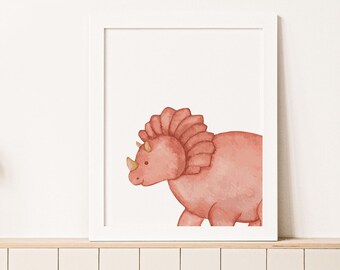 Dinosaurus kunst aan de muur, afdrukbare dinosaurus muur decor, dinosaurus kwekerij kunst, baby jongen decor, baby shower cadeau, aquarel Wall Art Dino print