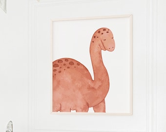 Dinosaurus kunst aan de muur, afdrukbare dinosaurus muur decor, dinosaurus kwekerij kunst, baby jongen decor, baby shower cadeau, aquarel Wall Art Dino print