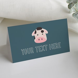Cow Place Cards Template INSTANT DOWNLOAD Printable Food Tent Label Editable DIY Kids Buffet Farm Party Decor Birthday Party Decoration Z2