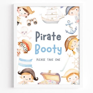 Pirate Party Table Sign, Editable Template Printable Instant Download Birthday Party DIY Pirate Booty Favors Custom Signage Z352