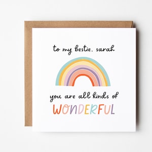 Bestie Birthday Card, Rainbow Printable Thank You Friend Editable Instant Download Colorful Appreciation Card Wonderful Best Friend Note