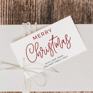 Vakantie cadeau tag sjabloon afdrukbare minimalistische gunst tag bewerkbare kerst tag personaliseren Instant Download Templett 3.5x2 gunst cadeau tags
